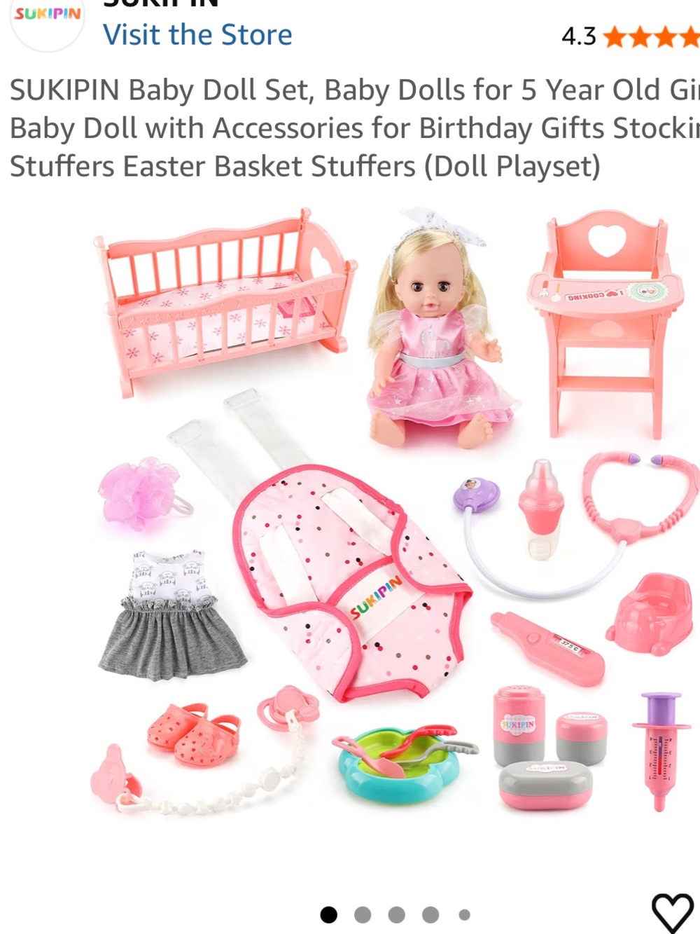 Pink Baby Doll Playset with Accessories for Kids
